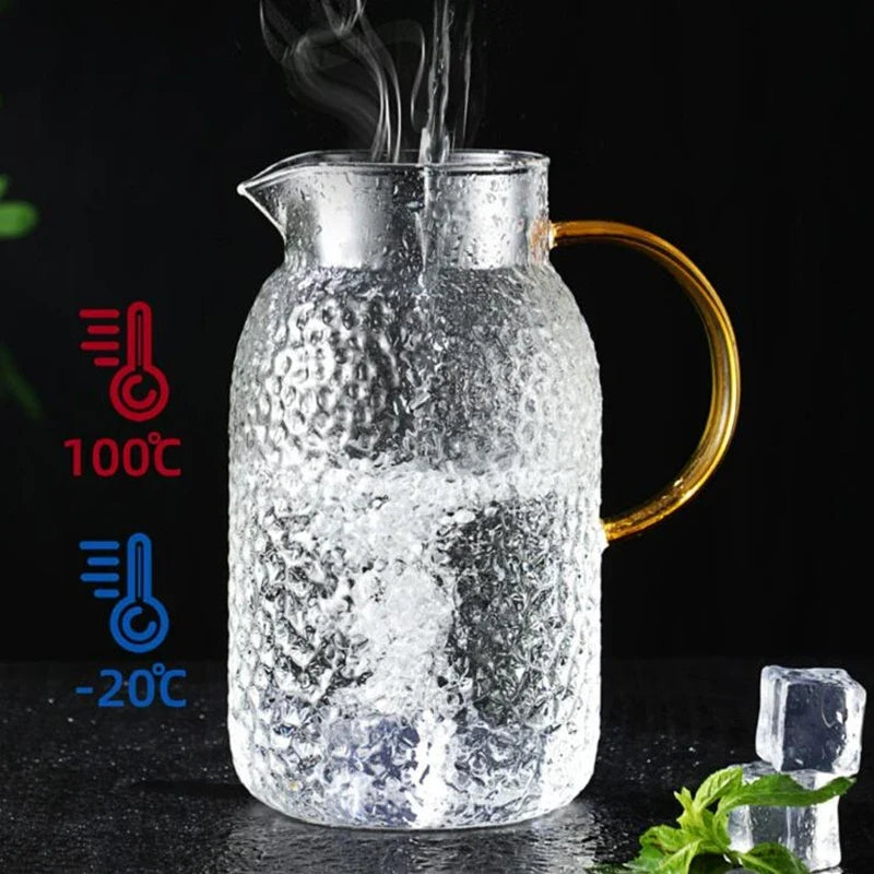 Heat Resistant Glass Pitcher - 1.2L-2L Explosion-Proof Juice Jug Water Kettle & Clear Teapot Container