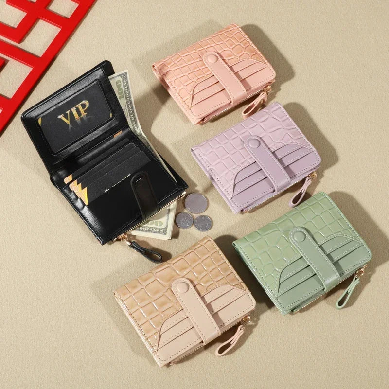 Elegant Women’s Multi-Card Wallet – PU Leather Double Zip Clutch Purse with Crocodile Pattern Storage Bag