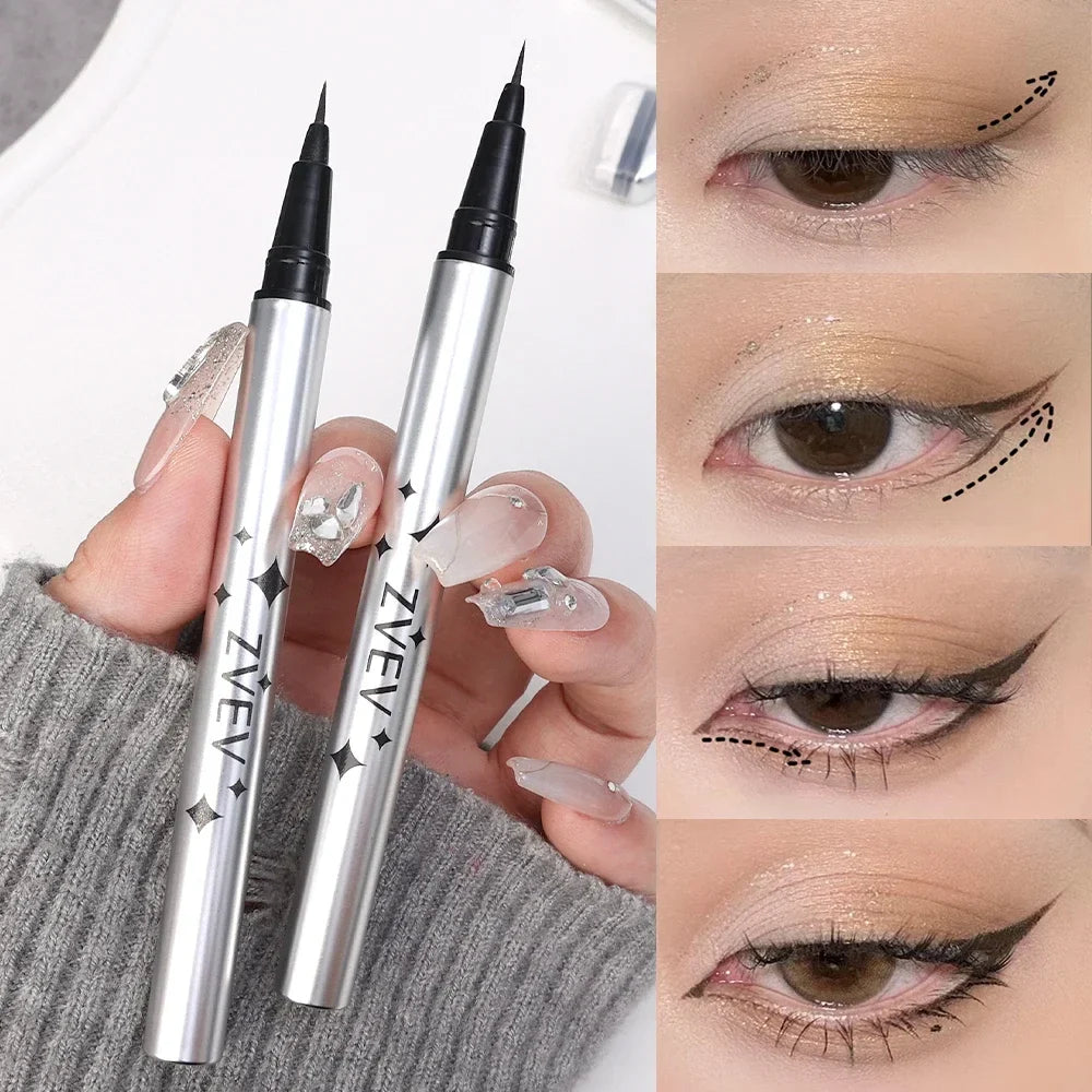 Reusable 2-in-1 Eyelash Stamps Pen - Quick Dry Black/Brown Liquid Eyeliner for Lower Lash Seal & Eyelash Simulation Makeup