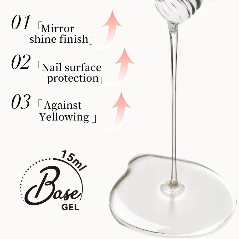 UR SUGAR 2 in 1 Base Gel & No Wipe Top Coat 15ml - Semi-Permanent UV Gel Primer for Nail Art Manicure Design