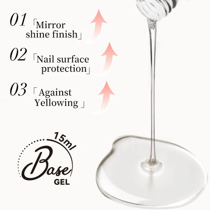 UR SUGAR 2 in 1 Base Gel & No Wipe Top Coat 15ml - Semi-Permanent UV Gel Primer for Nail Art Manicure Design