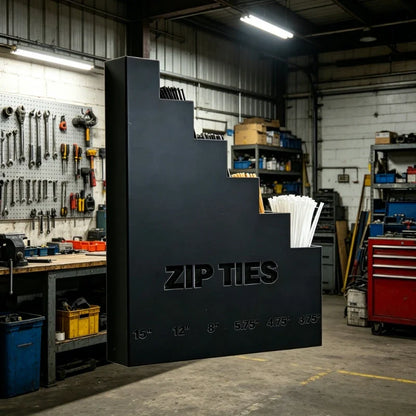 3D Printed Wall Mount Zip Tie Organizer - Heavy Duty Cable Tie Storage Dispenser for Garage and Workshop Organization