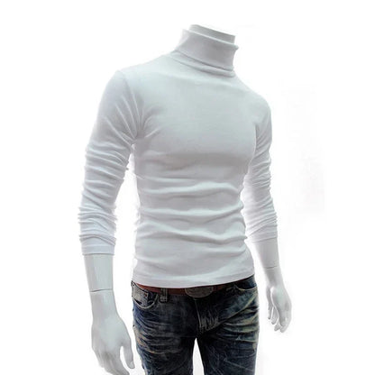 Men's Thin Turtleneck Sweater - Spring Autumn Knitted Warm Pullover Full Color Casual Top