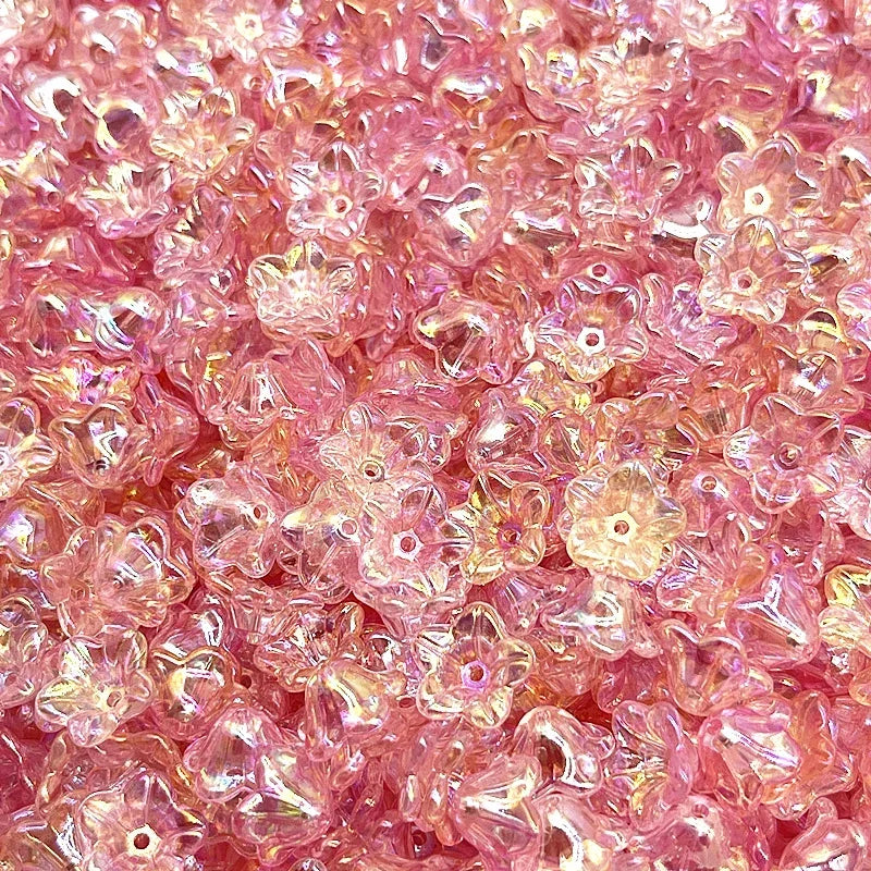 50pcs 7x13mm Gradient Acrylic Bellflower Beads - Flower Caps, Spacer Beads & Charms for DIY Jewelry Making