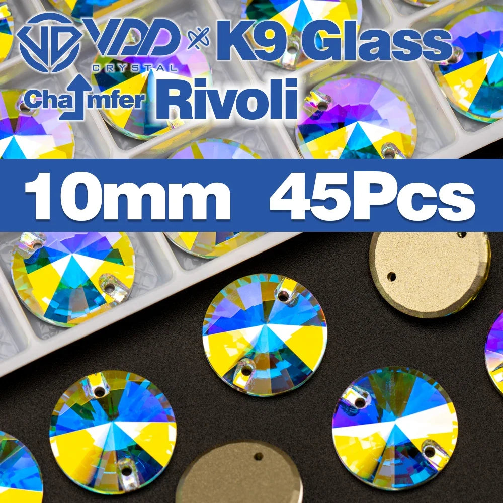 AAAAA K9 Glass Sew-On Rhinestones - AB Crystal Flatback Stones for Wedding Dress & Clothing Accessories