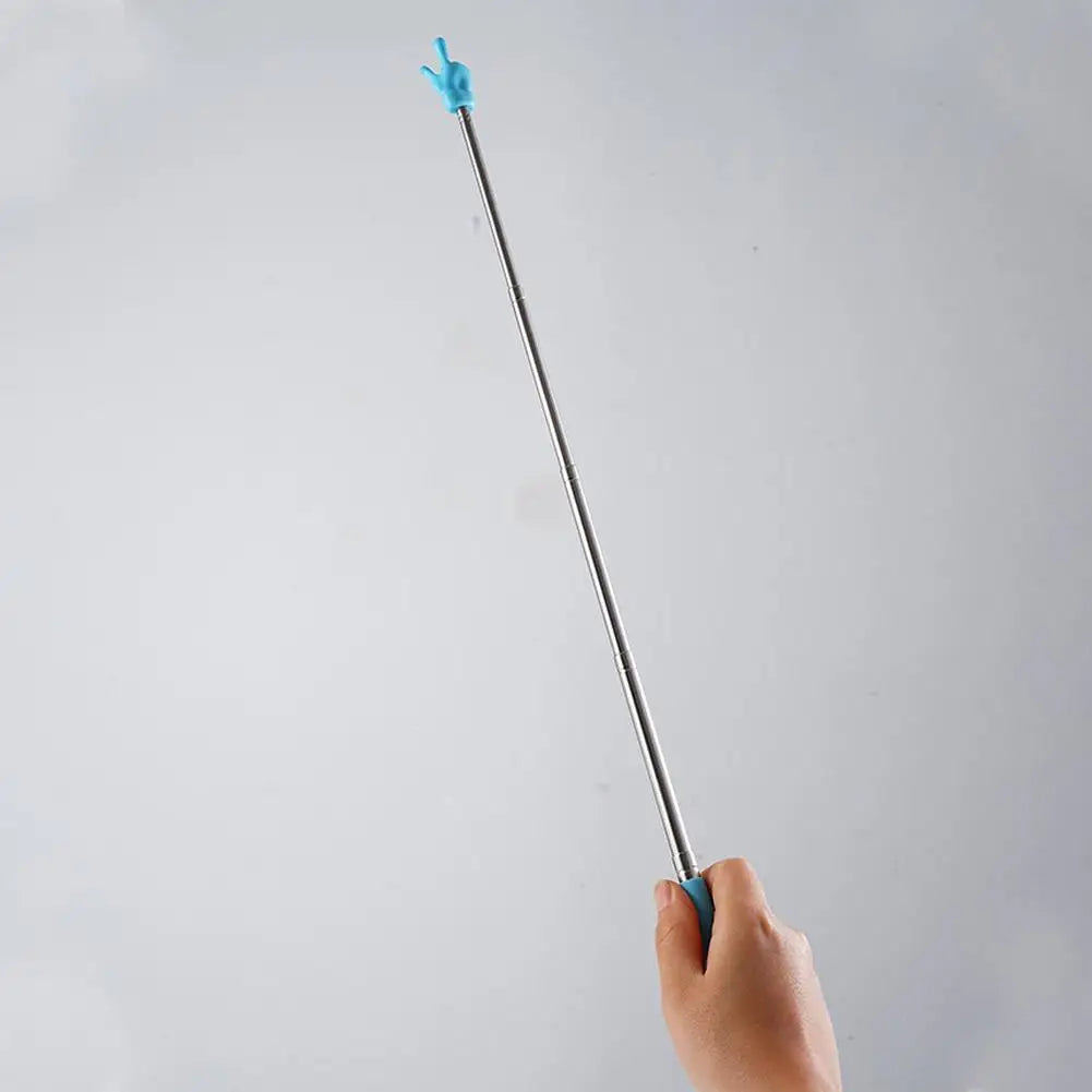 Retractable Teacher Pointer — Stainless Steel Telescopic Finger Design Stick for Classroom Teaching Supplies