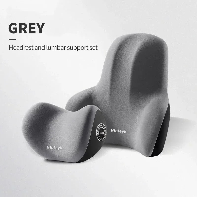 Memory Foam Car Neck & Lumbar Support Cushion – Universal Car Seat Pillow for Neck and Waist Comfort