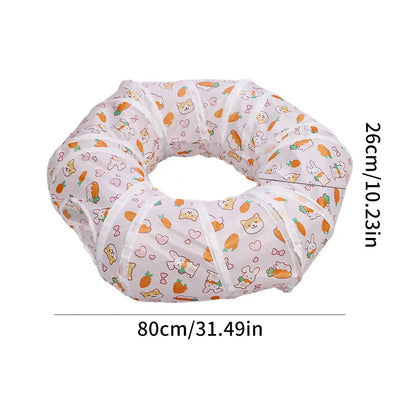 Foldable Pet Tunnel Play Tent - Carrot Design Interactive Cat & Dog Toy for Indoor Outdoor Fun