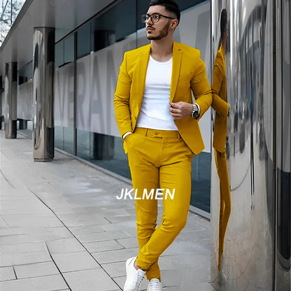 Gray Men’s 2 Piece Suit - Summer Casual Blazer & Pants Set for Wedding, Formal Events and Groom Style XS-5XL