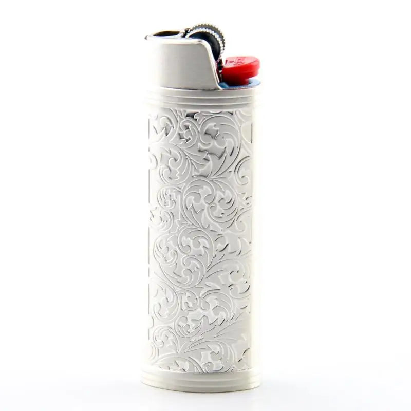 Metal Cowboy Boot Lighter Case - Cute Cat Eye Rhinestone Embroidered Zinc Alloy BIC J6 Sleeve Cover
