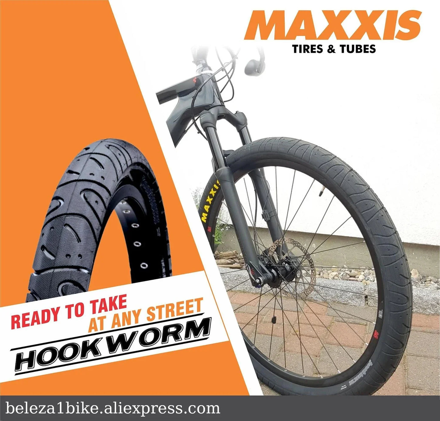 MAXXIS Hookworm BMX Bike Tire – 26x2.5 Wire Bead Clincher for Street, Park & Flatland, Multiple Sizes