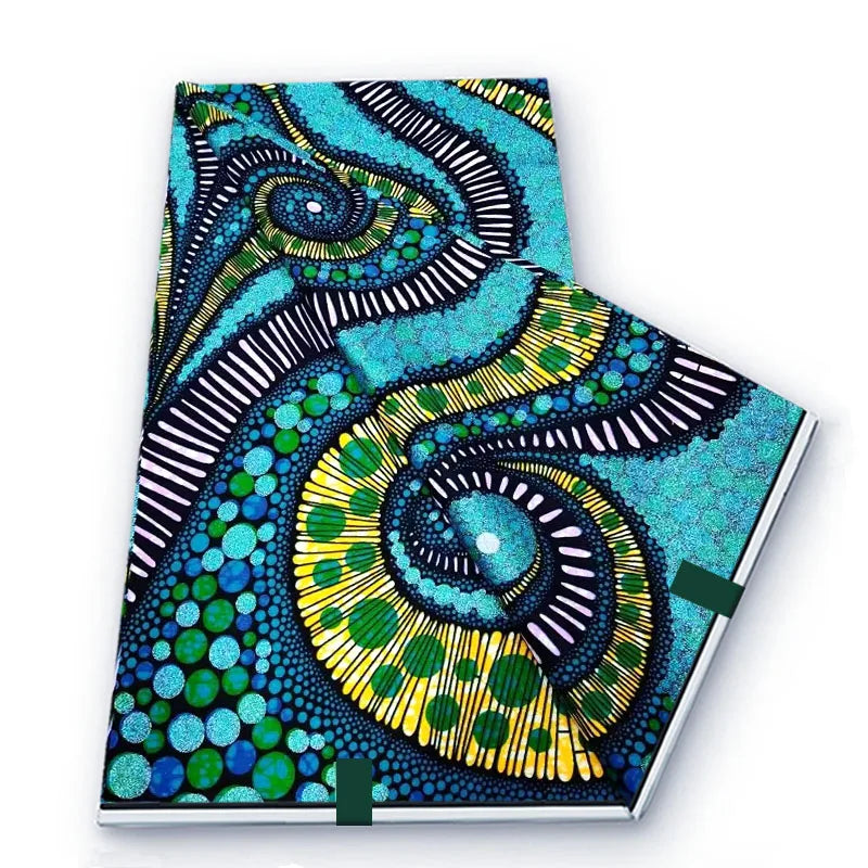2026 African Real Wax Fabric - 100% Cotton Soft Ankara Batik Gold Print
