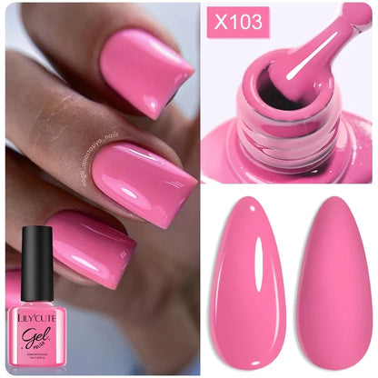 LILYCUTE Solid Color Gel Nail Polish 7ml - Semi-Permanent Soak Off UV LED Gel Varnish for Nail Manicure Art