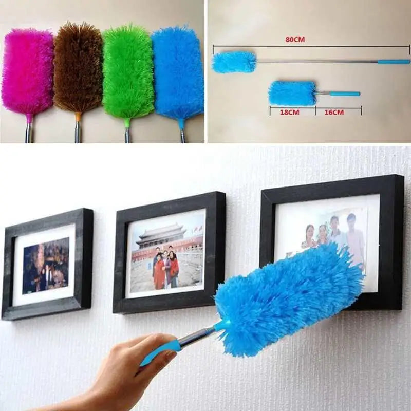 360° Electrostatic Dust Duster - Telescopic Flexible Microfiber Cleaning Brush with Stainless Steel Handle