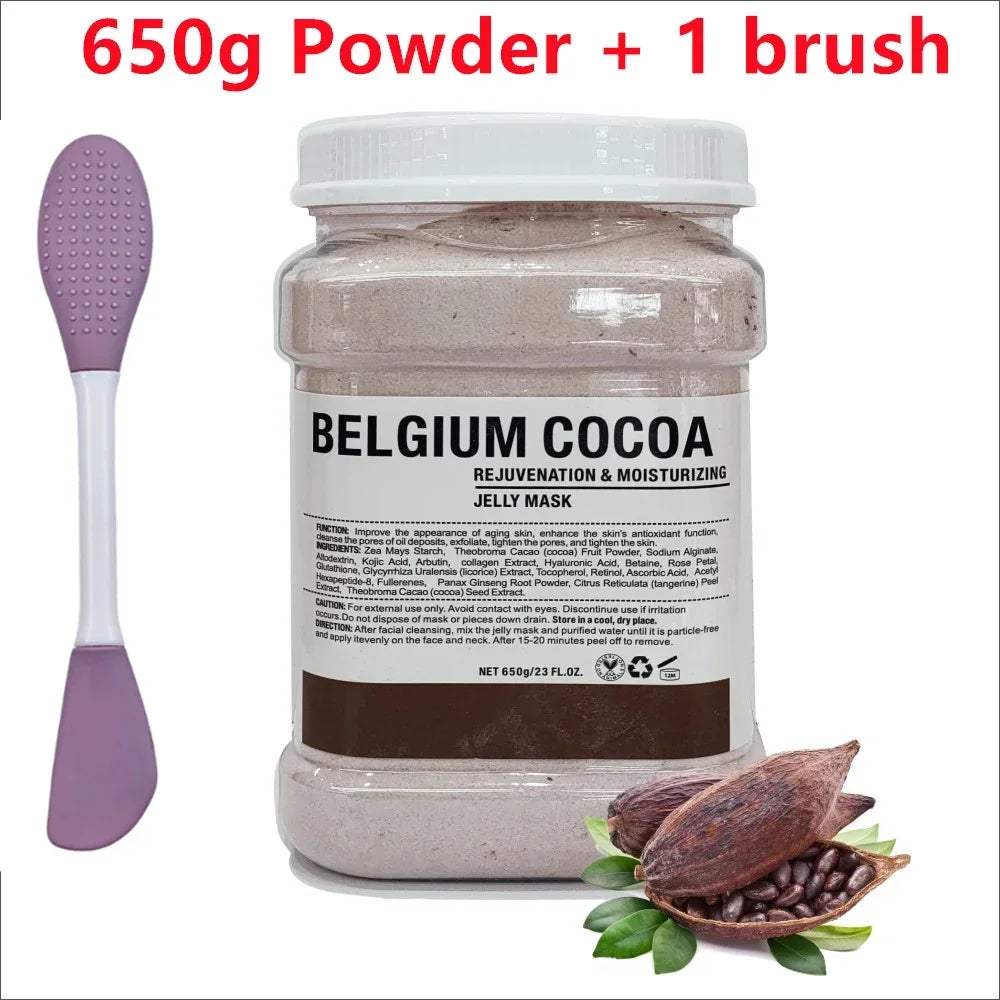 650g Chamomile & Hyaluronic Acid Facial Mask Powder – Moisturizing Rose Jelly Skin Care Mask with Silicone Brush for Elasticity Boost