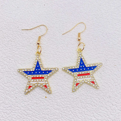 USA Flag Hat Wing Charms Earrings - Patriotic 4th of July Rainbow Flag Dangle Jewelry for Women & Girls