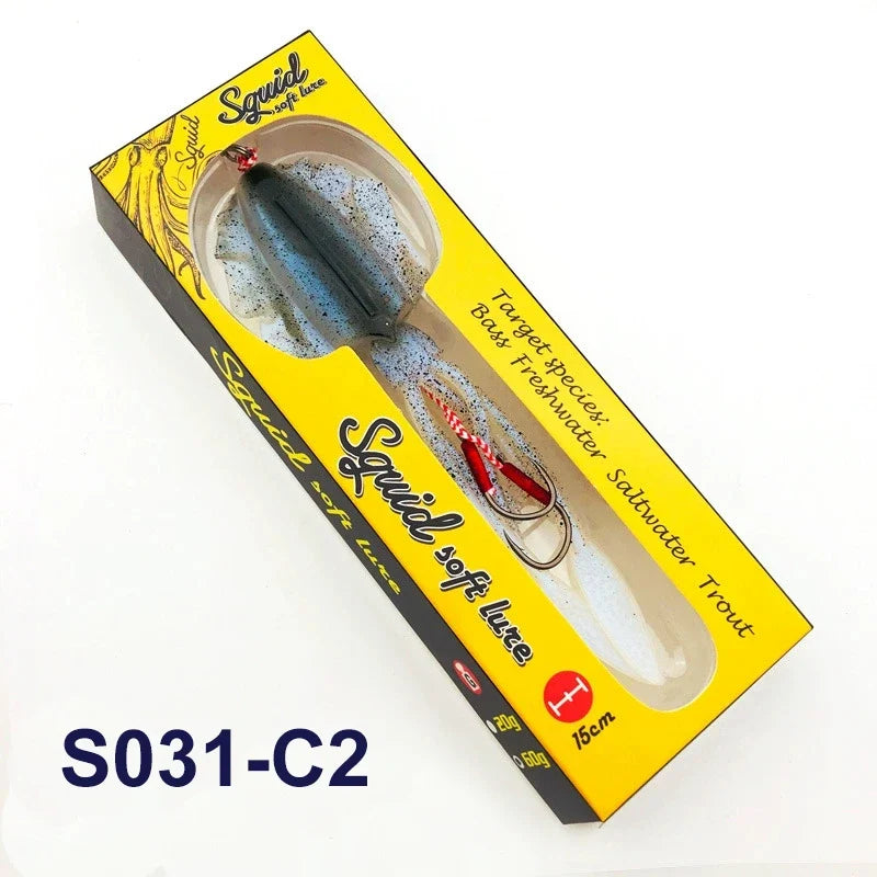 TEASER Silicone Fishing Lure - Luminous Octopus Squid Soft Bait Wobbler Jig for Sea Fishing