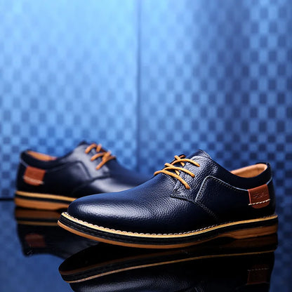 Men’s Genuine Leather Oxford Shoes - Classic Lace-Up Business Casual Dress Shoes Large Size 38-48