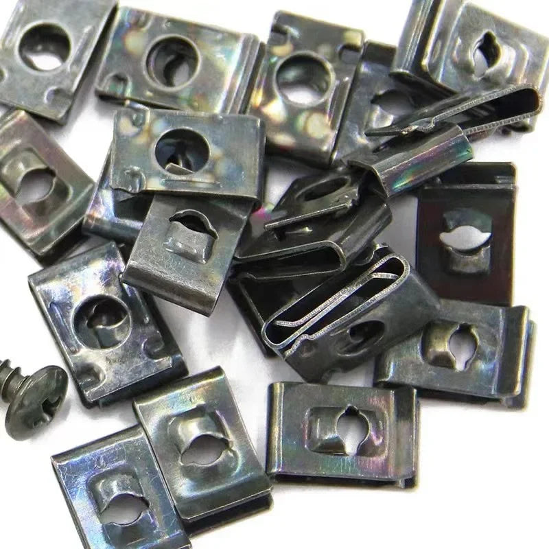 Car U-Type Metal Screw Clips - Anti-Rust Fastener Set for Fender, Bumper & Body Repair (10-200PCS)