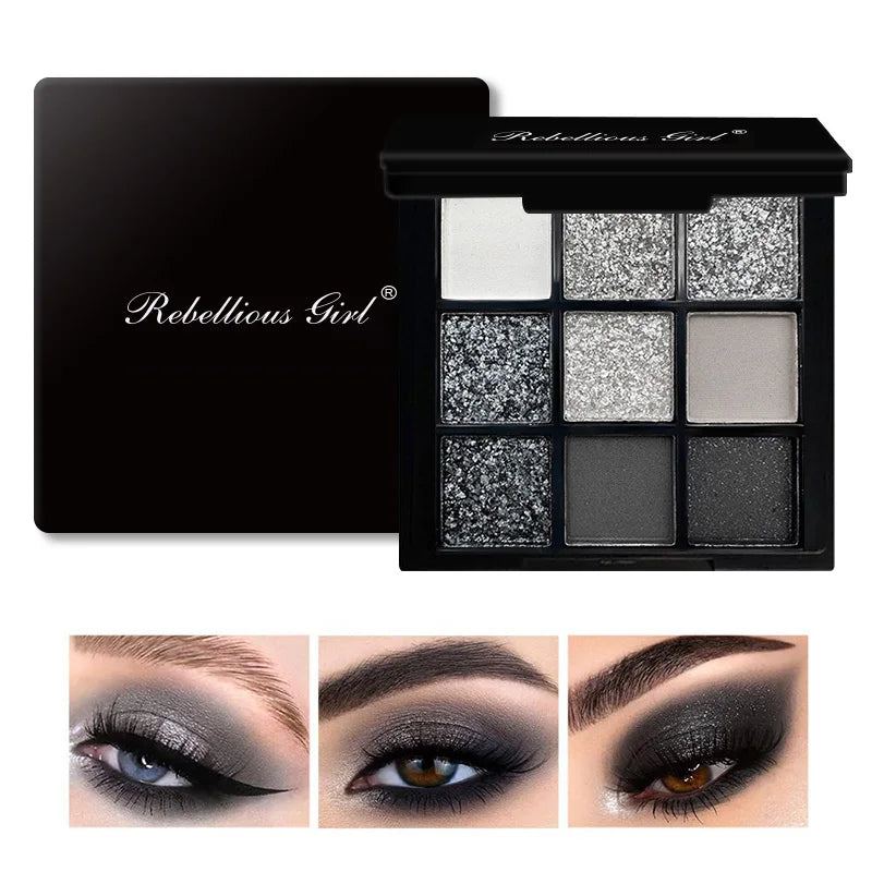 9-Grid Red Eyeshadow Palette – Purple Glitter, Pearlescent Matte & Shimmer Long-Lasting Eye Makeup for Women