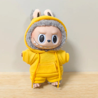 17cm Labubu Doll Outfit Set – Black Hoodie Sweatshirt & Pants, DIY Gift for Dolls