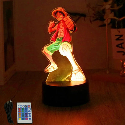 One Piece Luffy Zoro Action Figures 3D LED Lamp – Anime PVC Model Toy Night Light for Kids & Christmas Gift