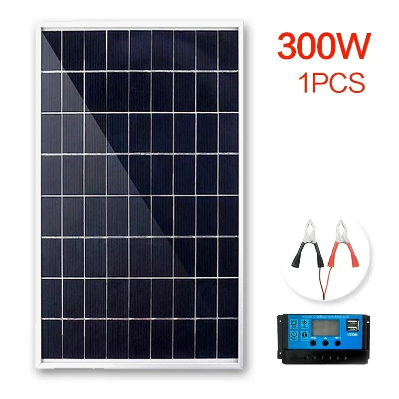 300W/600W Solar Panel Kit - 12V Solar Battery Charger with 100A Charge Controller for Home, RV, Camping & Car