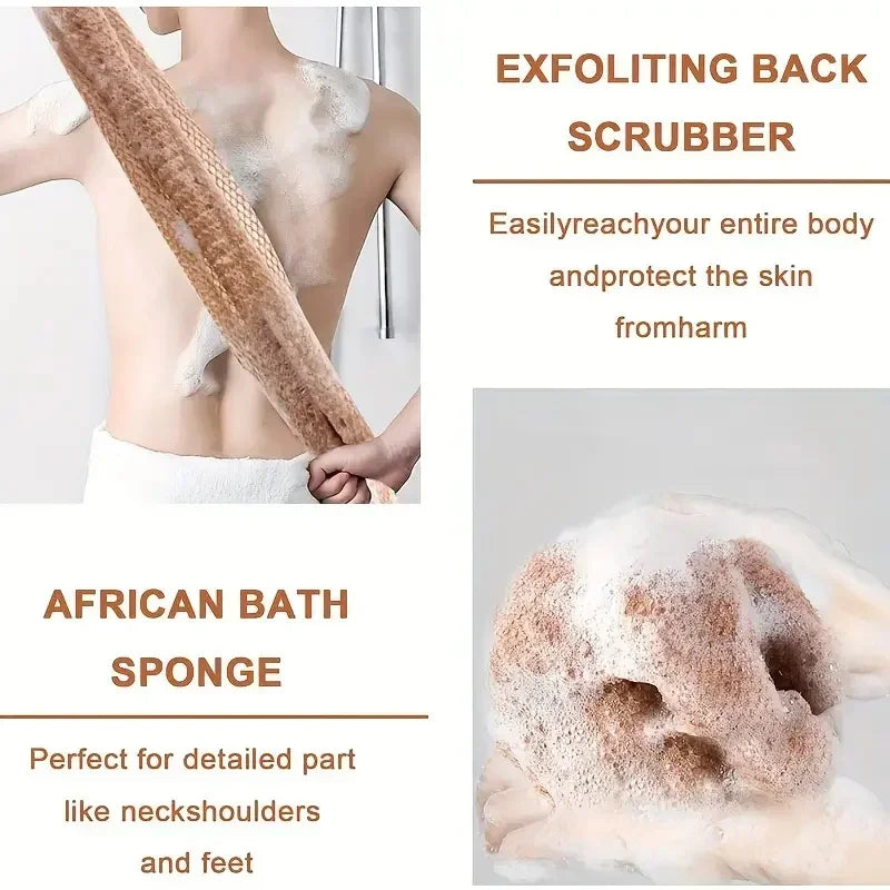 African Exfoliating Bath Sponge - Double-Sided Mesh Body Scrub Towel for Smooth Skin