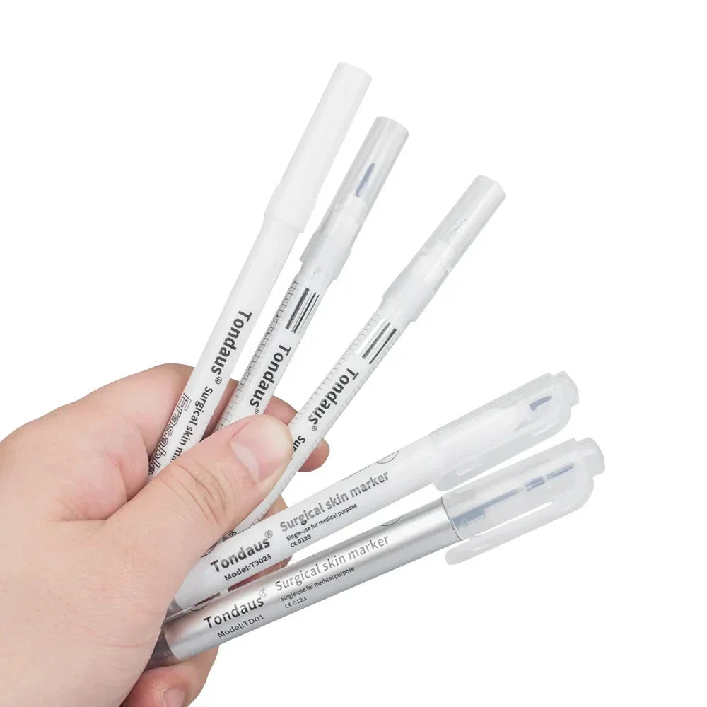 Professional Surgical Sterile Skin Marker Pen – Microblading Tattoo Eyebrow & Lip Marker with Measuring Ruler Set
