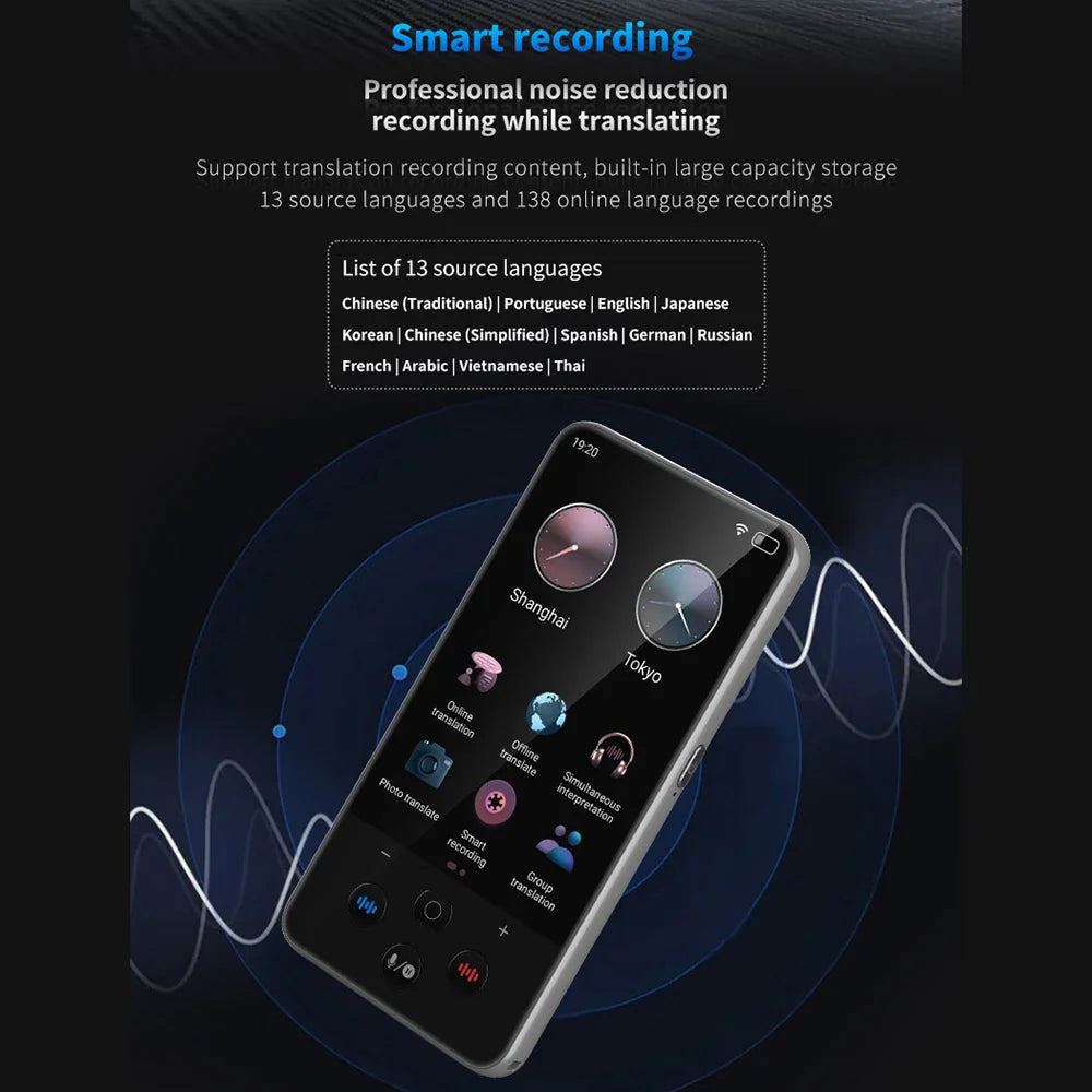 S85 Pro Language Translator Device – 138 Languages, 4-Inch Screen, Offline Voice & Video Translation, 8GB Storage, 2000mAh Battery