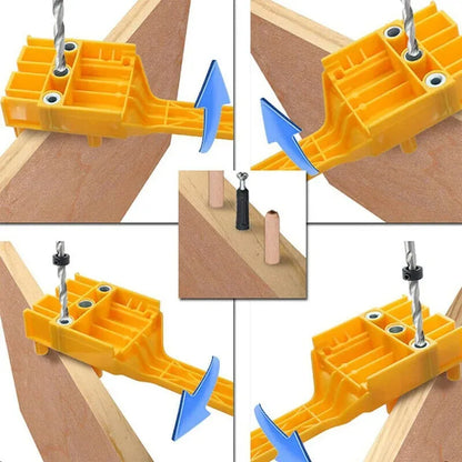 3-in-1 Self-Centering Dowel Jig Drill Guide Kit – 6/8/10mm Woodworking Straight Hole Punching & Joinery Positioning Tool