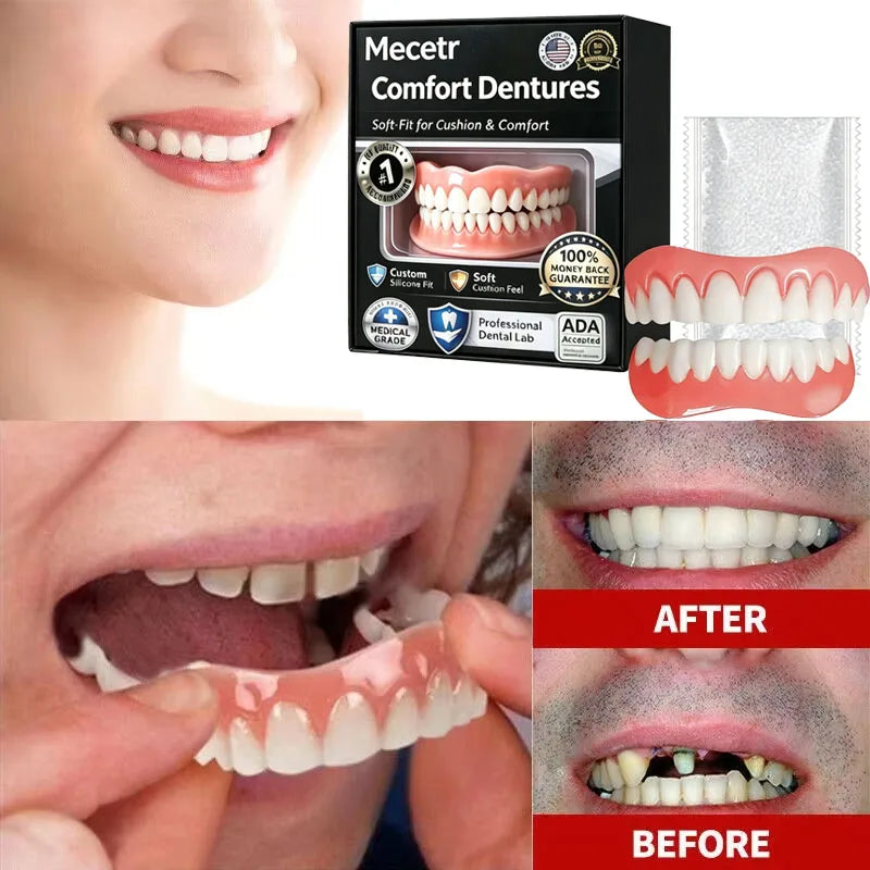 Adjustable Denture Teeth Set - Portable Full Mouth Fake Teeth Model for Adults & Elderly Dental Practice