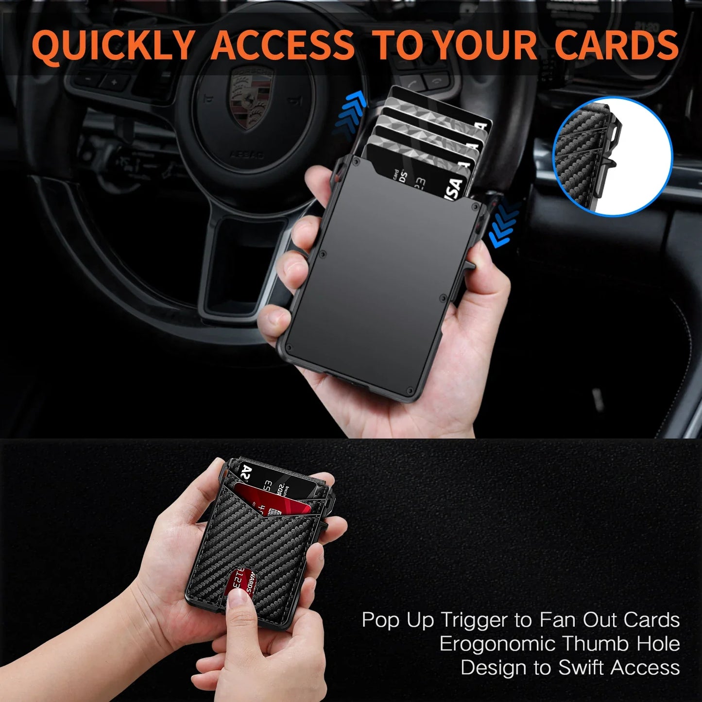 Men's Tactical Bifold Wallet – Metal RFID Blocking, Aluminum Money & Card Holder, Minimalist Design with Gift Box