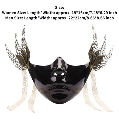 Cyberpunk Mechanical Half Face Mask — Technological Wings Mask for Men & Women, Halloween, Carnival, Dress-Up Props