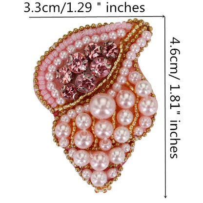 Marine Series Rhinestone Patches - Handmade Shell Starfish Seahorse Leaf Beaded Sewing Appliques for DIY Clothing