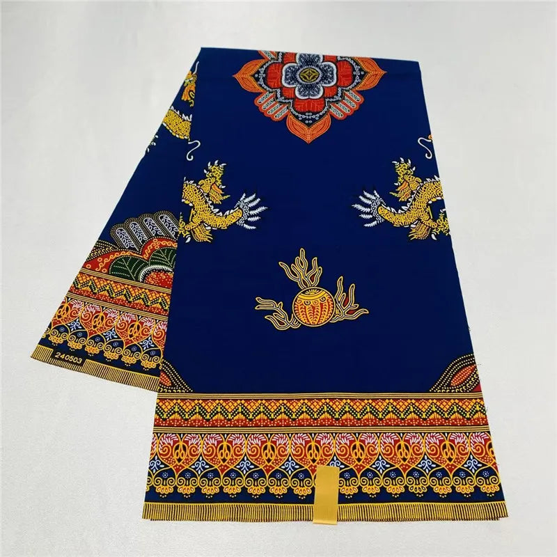 6 Yards African Real Wax Ankara Fabric - 100% Cotton Party Dress Print