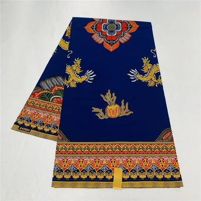 6 Yards African Real Wax Ankara Fabric - 100% Cotton Party Dress Print