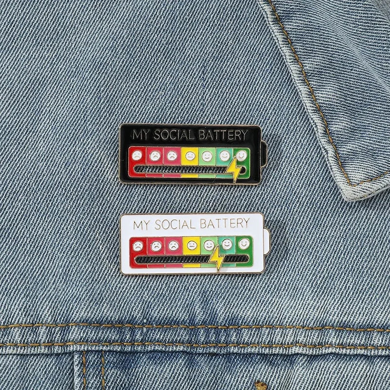 Mood Conversion Energy Brooch – My Social Battery Expression Pin for Men & Women, Clothing Badge