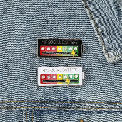 Mood Conversion Energy Brooch – My Social Battery Expression Pin for Men & Women, Clothing Badge