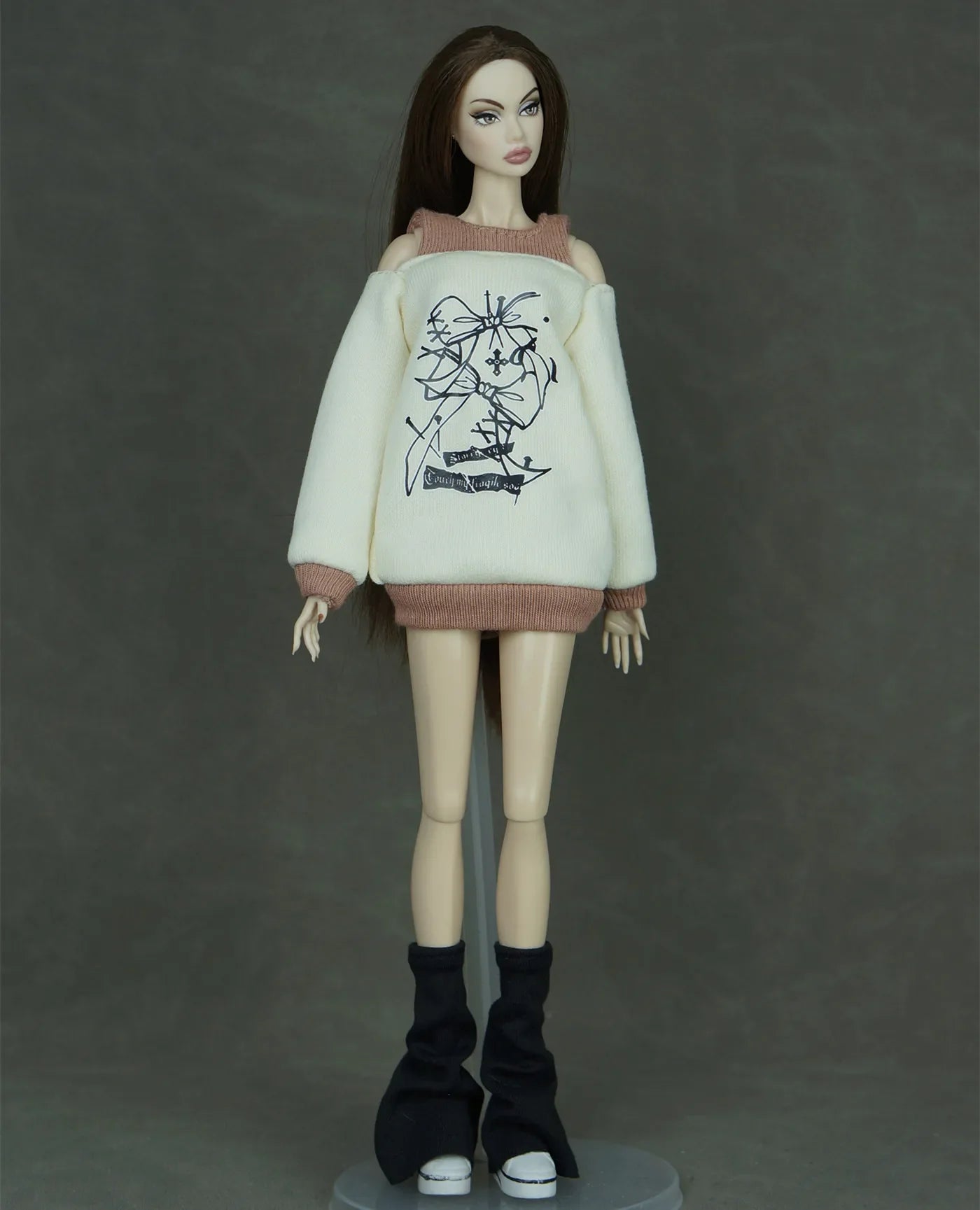 30cm Doll Clothes Set – Long Sleeve Shirt & Foot Covers for 1/6 OB/ST/FR/BB Dolls