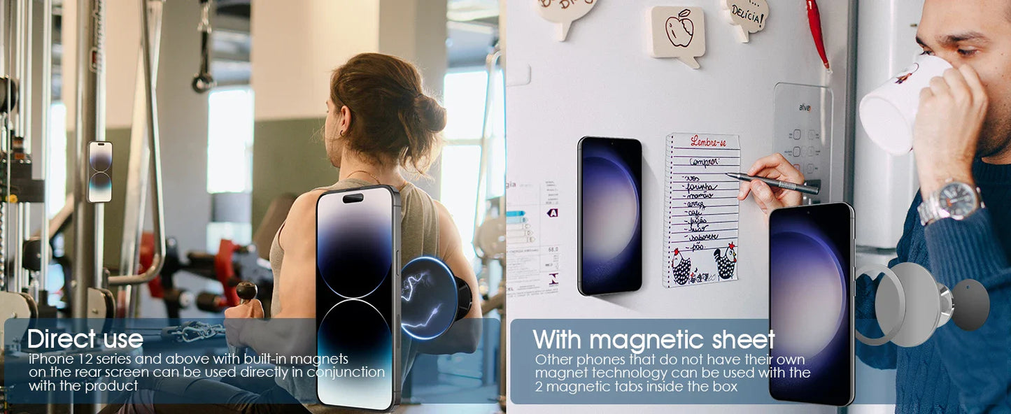 Gym Mate Magnetic Phone Mount – Double-Sided Suction Holder for MagSafe, Hands-Free Video Shooting While Working Out