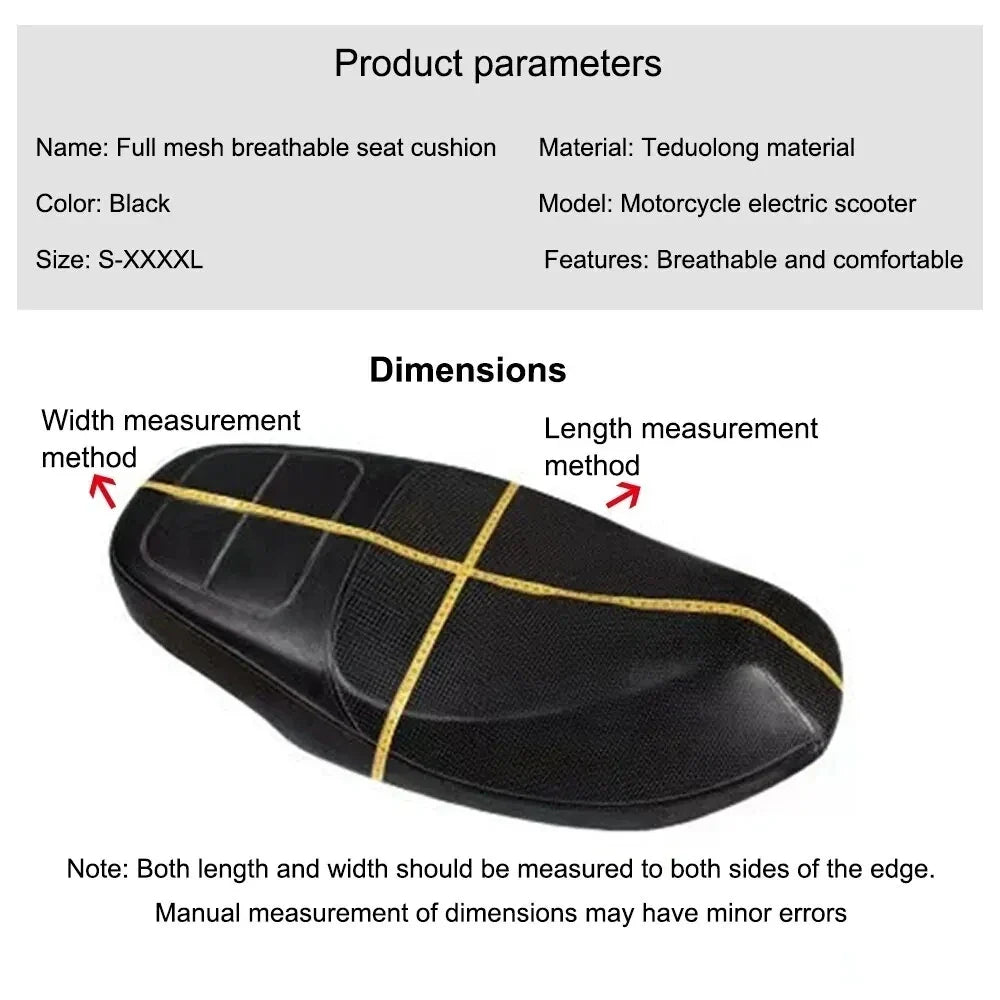 Breathable 3D Mesh Motorcycle Seat Cover – Summer Cooling Anti-Slip Cushion Pad for Moped & Scooter