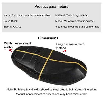 Breathable 3D Mesh Motorcycle Seat Cover – Summer Cooling Anti-Slip Cushion Pad for Moped & Scooter