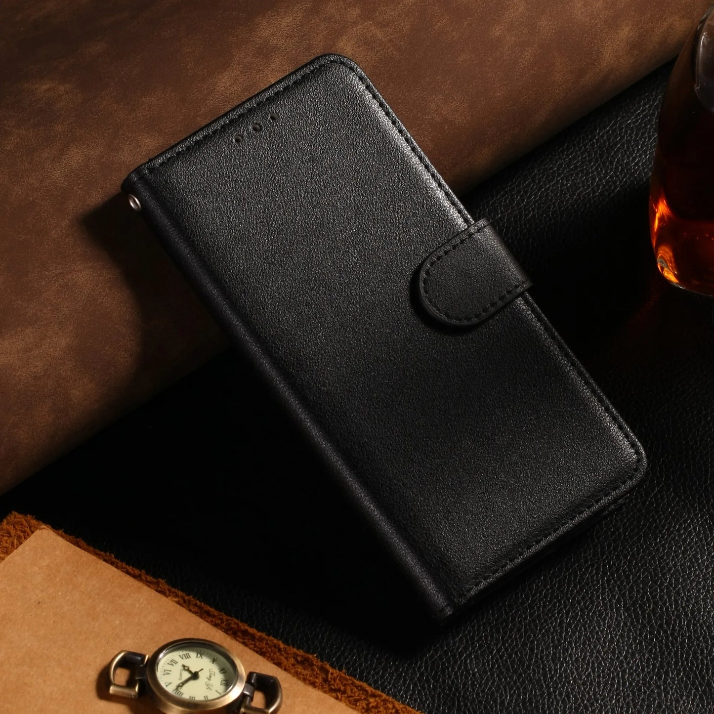 Leather Flip Wallet Case with Stand – Protective Cover for iPhone 15, 14, 13, 12 Mini, 11 Pro Max, X, XR, XS Max, 7, 8, 6, 6s Plus, 5, 5s, SE 2020