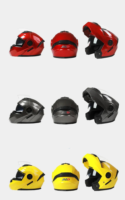 Personalized Dual-Lens Flip-Up Motorcycle Helmet — Motocross Racing Modular Full-Face Helmet for Men & Women, Fashionable Cascos Para Moto