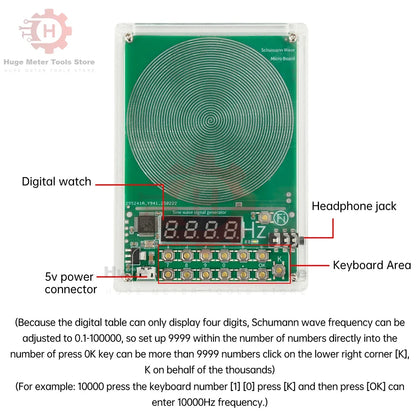 Schumann Wave Signal Generator - DC 5V Adjustable Frequency Sine Wave Generator with Micro USB Interface