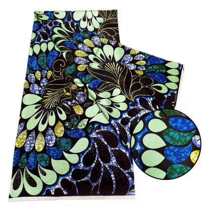 Original African Wax Print Fabric - 6 Yards 100% Cotton Nigerian Ankara Sewing Material for Women’s Dresses