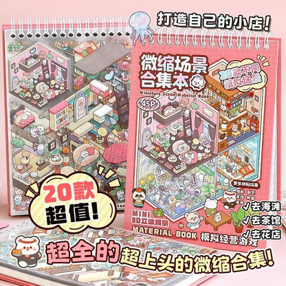 20Pcs Cartoon Landscape Sticker Book - 3D DIY Forest Village Scene Stickers Pocket Activity Gift for Kids Students