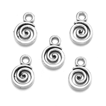 40pcs Swirl Alloy Charms - 6-Color Metal Pendants for DIY Handmade Jewelry Making & Accessories