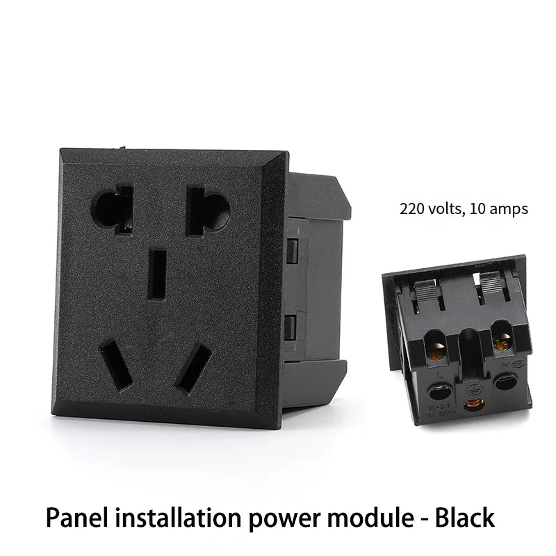 86 Panel Power Box Module - D Type 1/2/3/4 Hole Brushed Matte Blank Plate for XLR HDMI USB BNC VGA RJ45 Connections